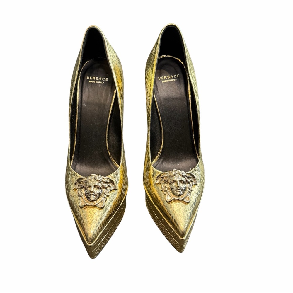 Versace Gold Medusa Head Platform Stiletto Pumps EU 37